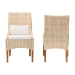 bali & pari Haybourne Natural Rattan 2-Piece Dining Chair Set - Handwoven Wicker Accent Seating with Wingback Frame for Kitchen or Dining Room - Haybourne-Natural Rattan-Cushion-DC