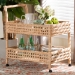 bali & pari Alaina Natural Rattan Kitchen Cart - 2-Tier Handwoven Wicker Storage Trolley with Handle for Kitchen or Lounge - Alaina-Natural Rattan-Cart