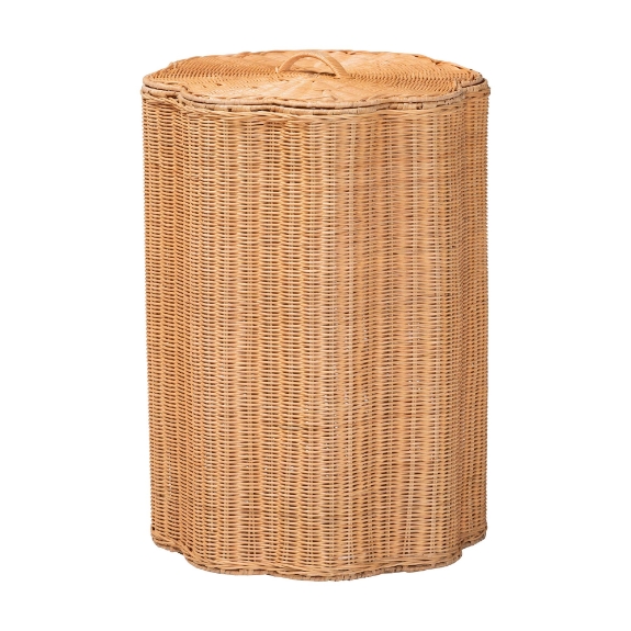 bali & pari Danilo Natural Rattan Laundry Hamper - Handwoven Wicker Storage Basket for Laundry Room, Bathroom, or Bedroom Organization