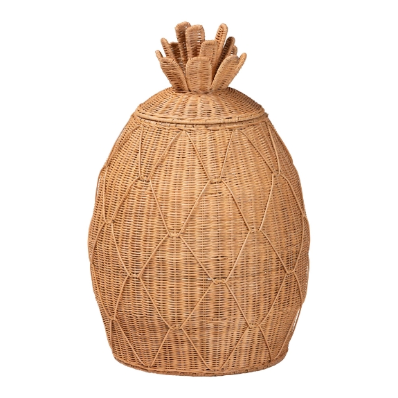 bali & pari Pelham Natural Rattan Laundry Hamper - Handwoven Wicker Storage Basket for Laundry Room, Bathroom, or Bedroom Organization, Large
