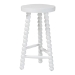 bali & pari David Acacia Wood Bobbin Counter Stool - Sculptural Backless Accent Stool for Kitchen Island or Lounge with Footrest, White