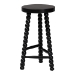 bali & pari David Acacia Wood Bobbin Counter Stool - Sculptural Backless Accent Stool for Kitchen Island or Lounge with Footrest, Black