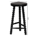 bali & pari David Acacia Wood Bobbin Counter Stool - Sculptural Backless Accent Stool for Kitchen Island or Lounge with Footrest, Black - Juan-Black Wooden-CS