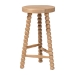 bali & pari David Acacia Wood Bobbin Counter Stool - Sculptural Backless Accent Stool for Kitchen Island or Lounge with Footrest, Natural Brown