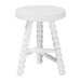 bali & pari David Acacia Wood Multipurpose Accent Stool - Turned Bobbin Decorative Side ottoman with Tripod Base, White - David-White Wooden-Stool