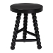 bali & pari David Acacia Wood Multipurpose Accent Stool - Turned Bobbin Decorative Side ottoman with Tripod Base, Black - David-Black Wooden-Stool