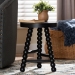 bali & pari David Acacia Wood Multipurpose Accent Stool - Turned Bobbin Decorative Side ottoman with Tripod Base, Black - David-Black Wooden-Stool