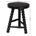 bali & pari David Acacia Wood Multipurpose Accent Stool - Turned Bobbin Decorative Side ottoman with Tripod Base, Black - David-Black Wooden-Stool