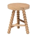 bali & pari David Acacia Wood Multipurpose Accent Stool - Turned Bobbin Decorative Side ottoman with Tripod Base, Natural Brown - David-Natural Wooden-Stool