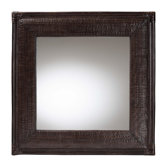bali & pari Candela Natural Rattan Wall Mirror - Handwoven Wicker Accent Piece with Inset Mirrored Glass and Textured Frame