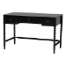 Baxton Studio Lucera Bobbin Writing Desk - 3-Drawer Home Office Desk with Spindle Frame, Black