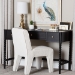 Baxton Studio Lucera Bobbin Writing Desk - 3-Drawer Home Office Desk with Spindle Frame, Black - MG9011-4-Black-Writing Desk