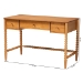 Baxton Studio Lucera Bobbin Writing Desk - 3-Drawer Home Office Desk with Spindle Frame, Oak Brown - MG9011-4-NT Oak-Writing Desk