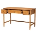 Baxton Studio Lucera Bobbin Writing Desk - 3-Drawer Home Office Desk with Spindle Frame, Oak Brown - MG9011-4-NT Oak-Writing Desk