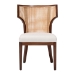 bali & pari Franco Dining Chair - Sculpted Seating with Woven Rattan Backrest and Upholstered Seat for Kitchen or Dining Room - Franco-Light Brown-Rattan/Wood-DC