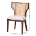 bali & pari Franco Dining Chair - Sculpted Seating with Woven Rattan Backrest and Upholstered Seat for Kitchen or Dining Room - Franco-Light Brown-Rattan/Wood-DC