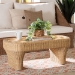 bali & pari Canika Natural Rattan Coffee Table - Handwoven Wicker Accent Table with Checkered Tabletop and Waterfall Base for Living Room or Sunroom - Checkered-Natural-Rattan-CT
