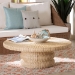bali & pari Silvia Natural Rattan Coffee Table - Handwoven Wicker Accent Cocktail Table with Pedestal Base for Living Room or Sunroom - Silvia-Natural-Rattan-CT