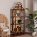 bali & pari Tamiko Marbled Tortoise Rattan 3-Tier Accent Shelf - Pagoda Freestanding Etagere Shelving for Living Room, Bedroom, or Entryway - Temple-Tortoise-Rattan-Shelf