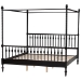Baxton Studio Callison Spindle Canopy Bed - Turned Farmhouse Bed Frame with Spoked Headboard and Sculpted Legs, Black, King - MG0259-2-Black-King-Canopy Bed