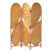 bali & pari Kiyoko Natural Rattan Room Divider - Handwoven Wicker Tri-Fold Decorative Privacy Screen with Woven Leaf Motif