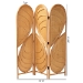 bali & pari Kiyoko Natural Rattan Room Divider - Handwoven Wicker Tri-Fold Decorative Privacy Screen with Woven Leaf Motif - Kiyoko-Light Honey Rattan-Dividers