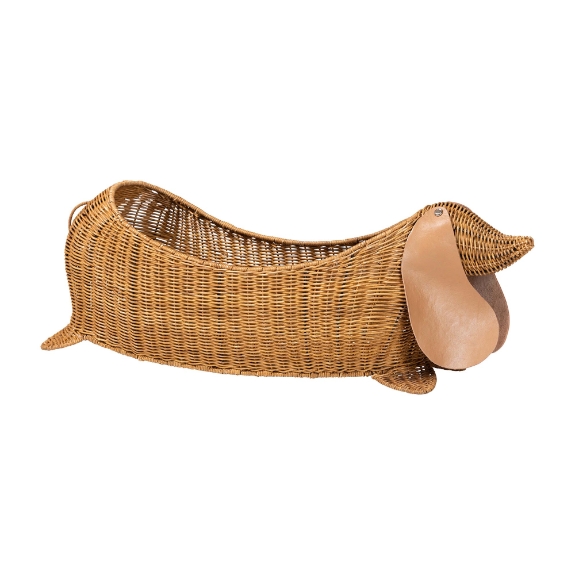bali & pari Daffodil Natural Rattan Dachshund Basket - Handwoven Wicker Storage Solution