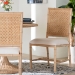 bali & pari Sandy Dining Chair - Crafted Wood and Natural Rattan Side Chair with Bamboo Motif and Upholstered Seat - Sandy-Natural Wooden-DC