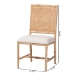 bali & pari Sandy Dining Chair - Crafted Wood and Natural Rattan Side Chair with Bamboo Motif and Upholstered Seat - Sandy-Natural Wooden-DC