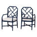 bali & pari Sergio Wood 2-Piece Dining Chair Set - Chippendale Side Chair with Bamboo Motif and Upholstered Seat Cushion, Navy Blue