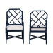 bali & pari Sergio Wood 2-Piece Dining Chair Set - Chippendale Side Chair with Bamboo Motif and Upholstered Seat Cushion, Navy Blue - Sergio-Navy Wooden-Arm-DC