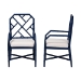 bali & pari Sergio Wood 2-Piece Dining Chair Set - Chippendale Side Chair with Bamboo Motif and Upholstered Seat Cushion, Navy Blue - Sergio-Navy Wooden-Arm-DC