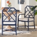 bali & pari Sergio Wood 2-Piece Dining Chair Set - Chippendale Side Chair with Bamboo Motif and Upholstered Seat Cushion, Navy Blue - Sergio-Navy Wooden-Arm-DC