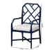 bali & pari Sergio Wood 2-Piece Dining Chair Set - Chippendale Side Chair with Bamboo Motif and Upholstered Seat Cushion, Navy Blue - Sergio-Navy Wooden-Arm-DC