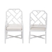 bali & pari Sergio Wood 2-Piece Dining Chair Set - Chippendale Side Chair with Bamboo Motif and Upholstered Seat Cushion, White - Sergio-White Wooden-Arm-DC