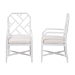 bali & pari Sergio Wood 2-Piece Dining Chair Set - Chippendale Side Chair with Bamboo Motif and Upholstered Seat Cushion, White - Sergio-White Wooden-Arm-DC