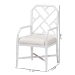 bali & pari Sergio Wood 2-Piece Dining Chair Set - Chippendale Side Chair with Bamboo Motif and Upholstered Seat Cushion, White - Sergio-White Wooden-Arm-DC