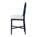 bali & pari Sergio Wood Counter Stool - Chippendale Kitchen Island Seating with Bamboo Motif and Upholstered Seat Cushion, Navy Blue - Sergio-Navy Wooden-CS