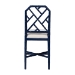 bali & pari Sergio Wood Counter Stool - Chippendale Kitchen Island Seating with Bamboo Motif and Upholstered Seat Cushion, Navy Blue - Sergio-Navy Wooden-CS