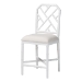 bali & pari Sergio Wood Counter Stool - Chippendale Kitchen Island Seating with Bamboo Motif and Upholstered Seat Cushion, White