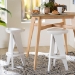 bali & pari Roy Wood Counter Stool - Sculptural Backless Accent Stool with Geometric Base and Integrated Footrest, White - Roy-White Wooden-CS