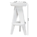 bali & pari Roy Wood Counter Stool - Sculptural Backless Accent Stool with Geometric Base and Integrated Footrest, White - Roy-White Wooden-CS