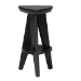 bali & pari Roy Wood Counter Stool - Sculptural Backless Accent Stool with Geometric Base and Integrated Footrest, Black - Roy-Black Wooden-CS
