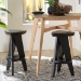 bali & pari Roy Wood Counter Stool - Sculptural Backless Accent Stool with Geometric Base and Integrated Footrest, Black - Roy-Black Wooden-CS