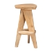 bali & pari Roy Wood Counter Stool - Sculptural Backless Accent Stool with Geometric Base and Integrated Footrest, Natural Brown