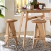 bali & pari Roy Wood Counter Stool - Sculptural Backless Accent Stool with Geometric Base and Integrated Footrest, Natural Brown - Roy-Natural Wooden-CS