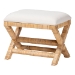 bali & pari Christy Natural Rattan Ottoman - Hand Wrapped Wicker Accent Stool with Cushioned Seat and Crisscross Frame