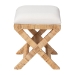 bali & pari Christy Natural Rattan Ottoman - Hand Wrapped Wicker Accent Stool with Cushioned Seat and Crisscross Frame - Christy-Light Honey Rattan-Ottoman