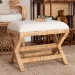 bali & pari Christy Natural Rattan Ottoman - Hand Wrapped Wicker Accent Stool with Cushioned Seat and Crisscross Frame - Christy-Light Honey Rattan-Ottoman