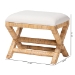 bali & pari Christy Natural Rattan Ottoman - Hand Wrapped Wicker Accent Stool with Cushioned Seat and Crisscross Frame - Christy-Light Honey Rattan-Ottoman
